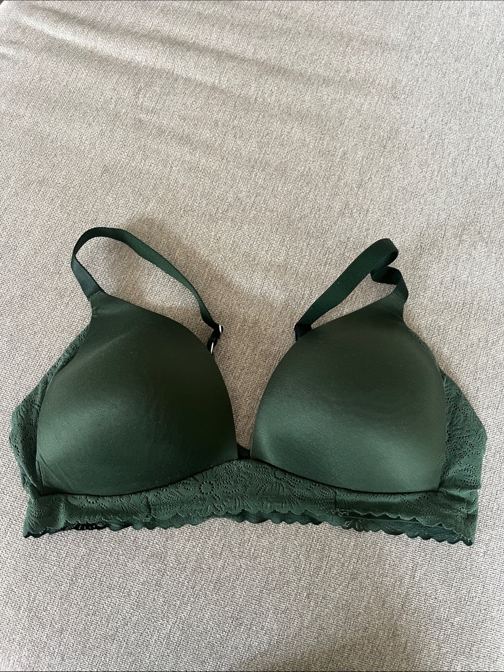 Aerie Wireless Dark Green Lace Trim Bra - Unbranded